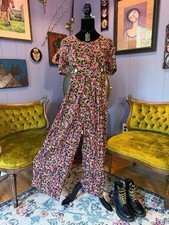Vintage 90s Jamie Brooke Palazzo Style Floral Printed Jumpsuit Size Small