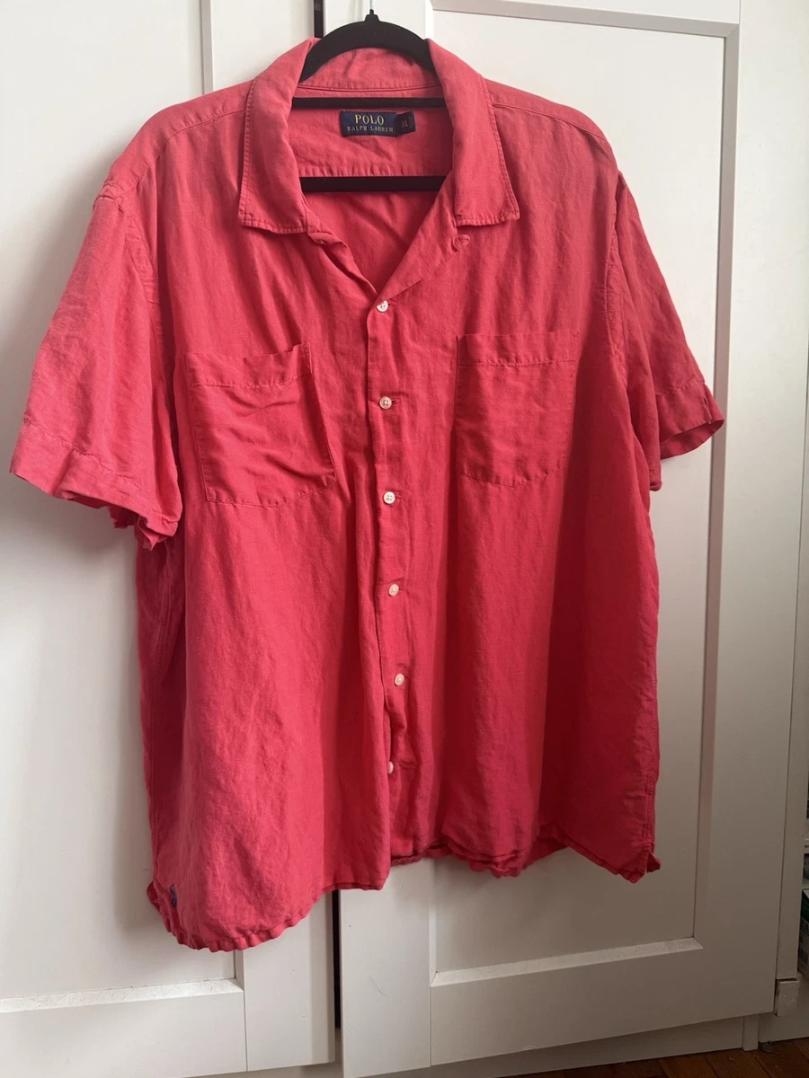 Polo Ralph Lauren Silk Short Sleeve Button-Up Casual Button-Down