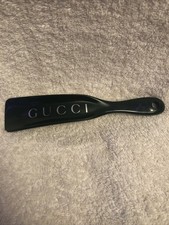 Vintage Green Gucci Shoe Horn Gold Gucci Print 7"