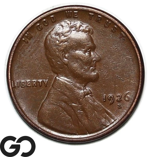 1926-S Lincoln Cent Wheat Penny Choice AU, Better Date San Francisco Issue