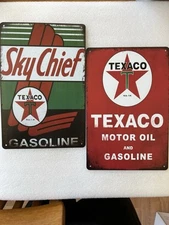 Texaco Gasoline Metal Sign Two Pack