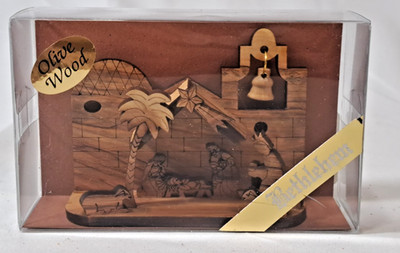 4 Halamit Leibovich Olive Wood Carved Christmas Nativity Bethlehem Holy Land New