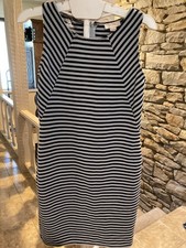 Loft Sleeveless Dress, SZ XS, Black/Gray Striped, Stretch