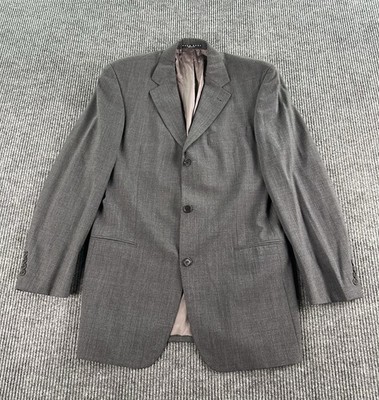 Hugo Boss Suit Jacket 40 L Gray Wool Birdseye Einstein Sigma USA Luxury Designer