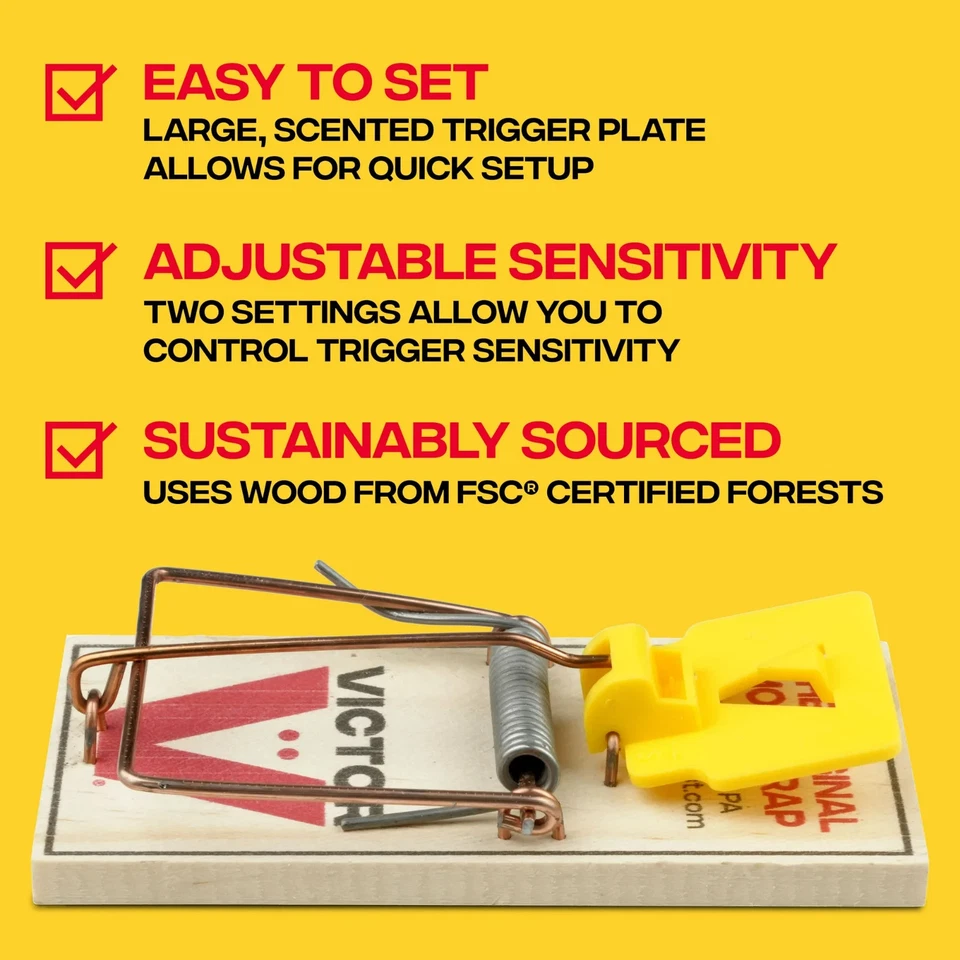 Victor M150-12 Pedal de Metal de Origen Sostenible FSC Madera Snap Mouse Trampa-12 Trampas Foto 3 de 4