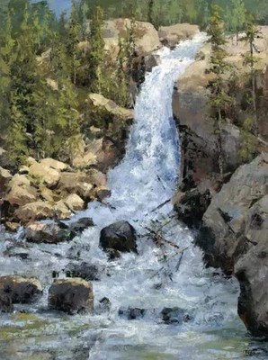 Alberta Falls by Tim Breaux - Canvas Ltd Ed S/N 300 18x24