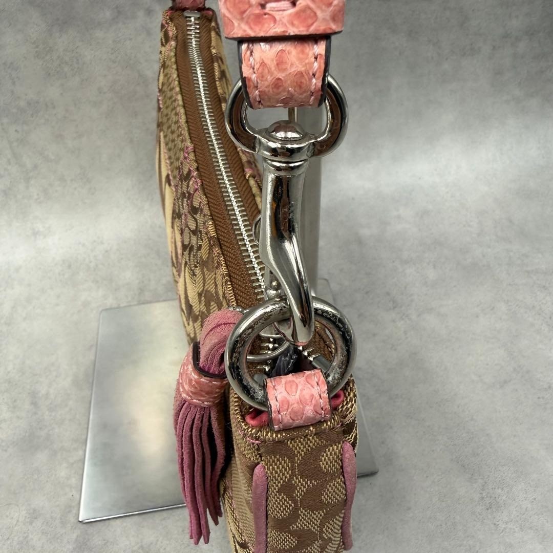 COACH 3693 Vintage Y2K Patchwork Trim Mini Shoulder Bag Pouch Pink