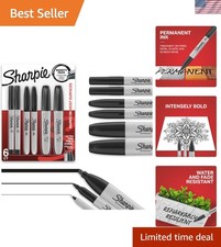 Vivid Black Permanent Markers Variety Pack - 6 Count with Fine Chisel Tips