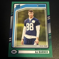 2024 Donruss Press Proof Green AJ Barner Seahawks 367 Rated Rookie