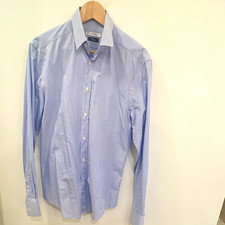 Versace Collection Men’s Blue/White Striped Long Sleeve Button Dress Shirt 15.5