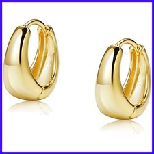 Gold Huggie Earrings Small Huggie Hoop Earrings for Women 14K Gold Plated Hyp...
