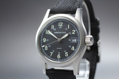 Exc+5] HAMILTON KHAKI H683110 32mm Black Dial Date Quartz Mens