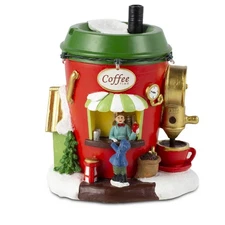 LED Light-up Christmas Coffee Cup Shop House, Red Cup House Christmas Village...