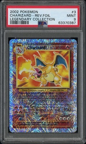 2002 POKEMON LEGENDARY COLLECTION. #3 CHARIZARD-REVERSE FOIL PSA 9