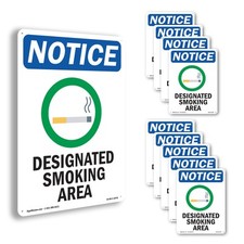 Designated Smoking Area OSHA Notice Sign Metal, Plastic, Or Decal - 5 or 10 Pack