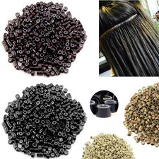 Silicone Lined Micro Rings Crimp Beads 3mm for Feather Hair Extension/ Brown