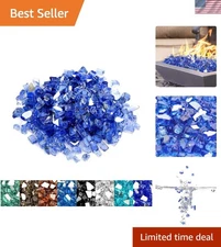 Cobalt Blue Reflective Tempered Fire Rocks - 10 lbs for Indoor & Outdoor Use