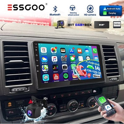 DAB+ 6+128GB Android14 Autoradio Navi GPS Für VW T6 Transporter Multivan 2016-21