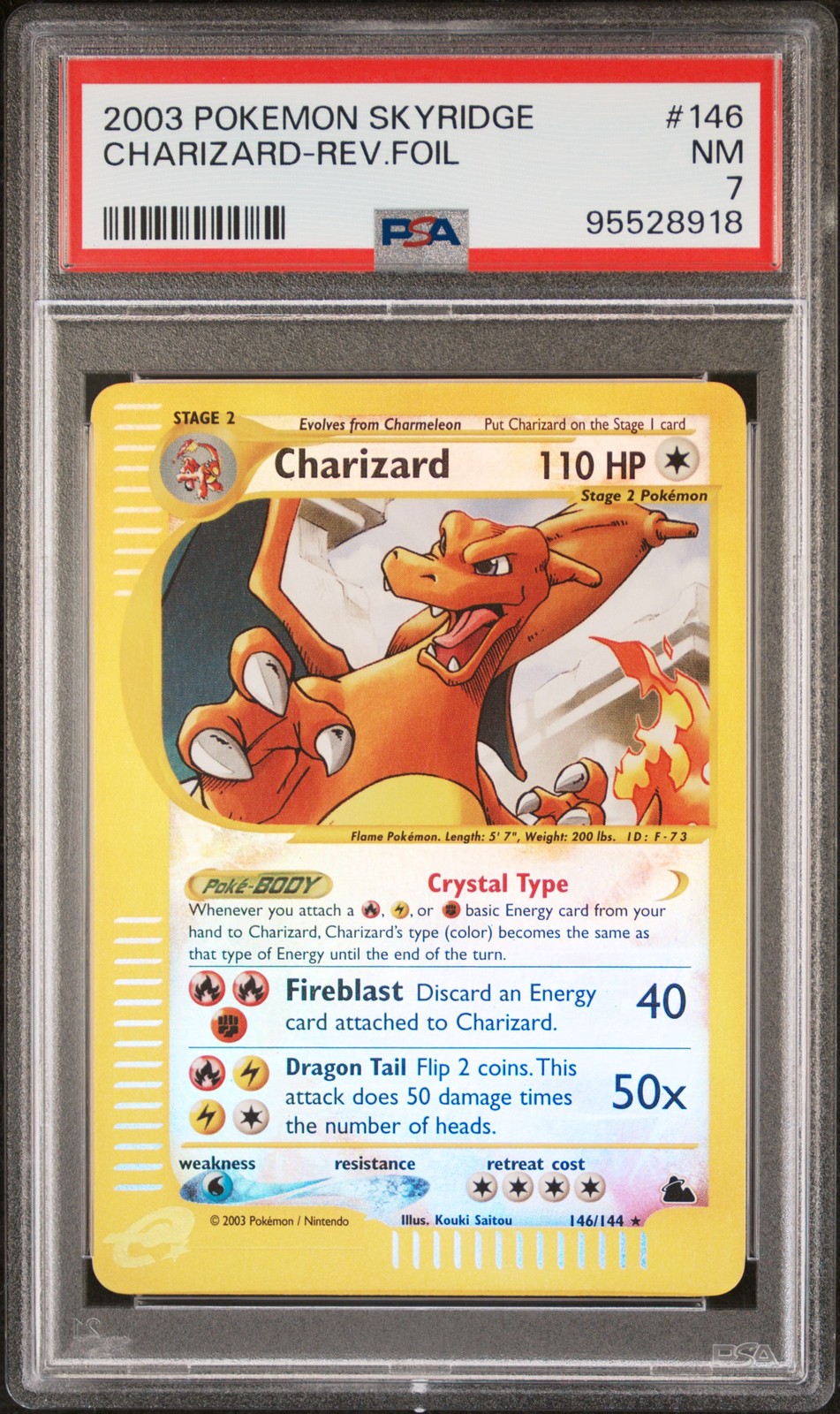 2003 POKEMON SKYRIDGE CHARIZARD REVERSE FOIL #146 PSA 7