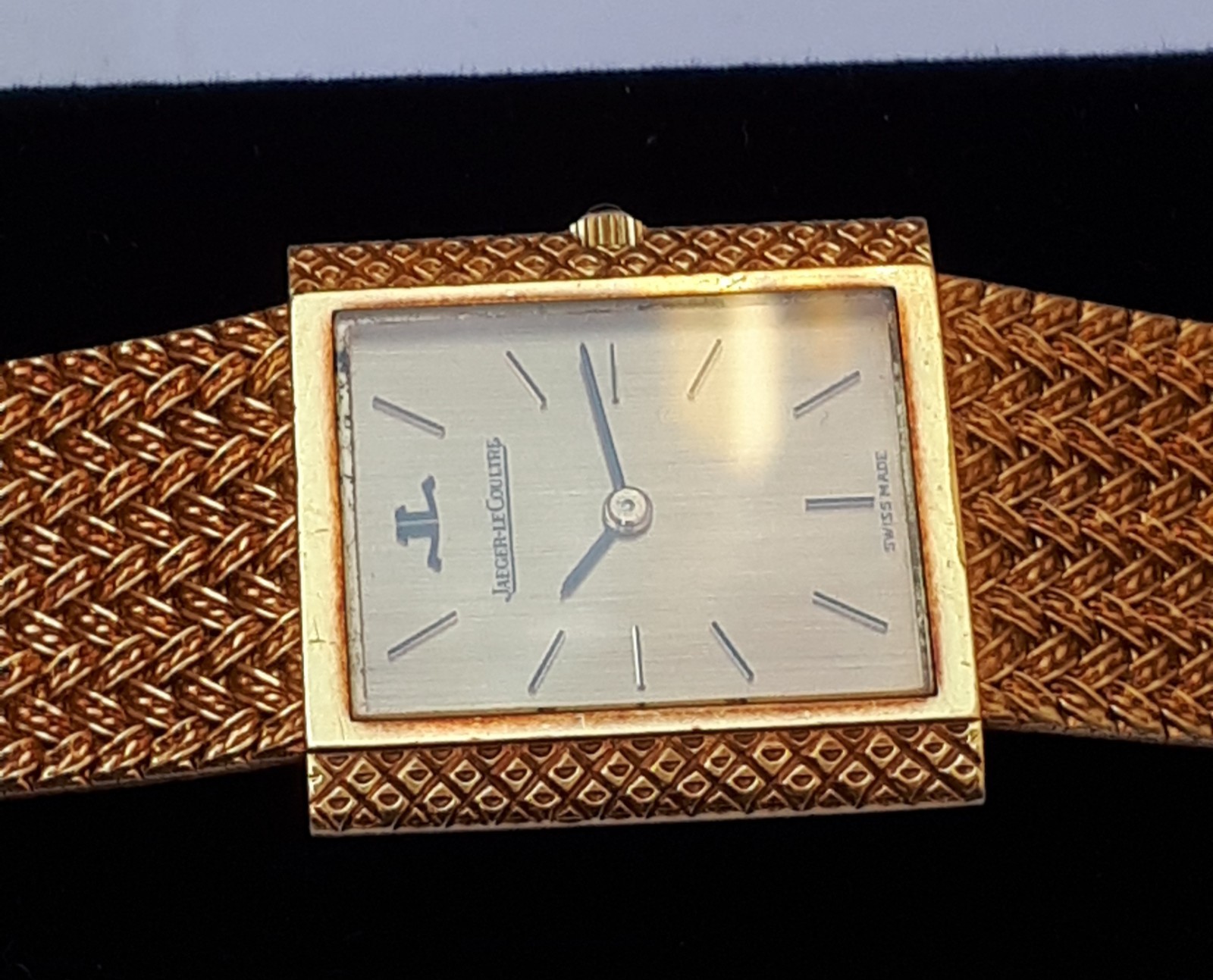 GENTS JAEGER LeCOULTRE 18K SOLID GOLD MANUAL WATCH MEN'S SQUARE REF 14120-2 RARE image 9
