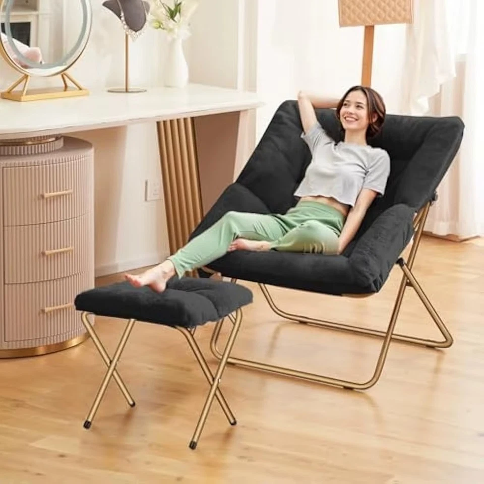 Silla Platillo, Plegable Salón/Dormitorio Suave Piel Sintética Salón Adultos, Niños, X-Grande Foto 2 de 4