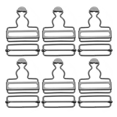 Suspender buckle, 6 sets metal buckles 40mm replacement, black