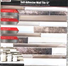 Tool Bench Hardware Self Adhesive Wall Tile Gray, Brown, White 12x12” Lot of 10