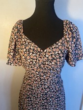 Floral Puff Sleeve Maxi Dress Sweetheart NeckLine Size Large Feminine Spring