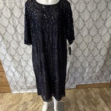R M Richards Navy Sequin Plus Size 20W Mother of the Bride Dress Lot 8