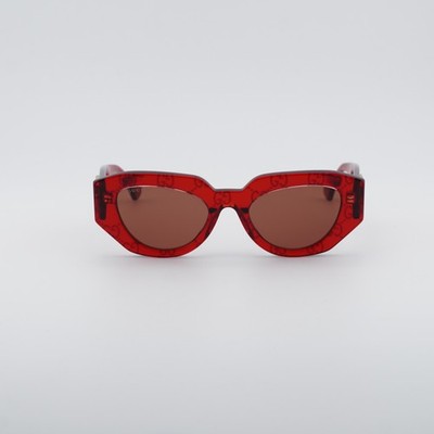 New Gucci GG1421S 006 Transparent Red with GG Pattern/Brown  display picture 2