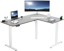 VIVO Gray / White Electric 63" x 47" Corner Standing Desk
