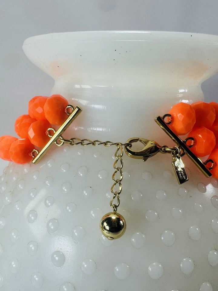 Collar Kate Spade Grueso 3 Hilos Cuentas Facetadas Declaración Joyería Naranja Usado en Excelente Condición Foto 3 de 4