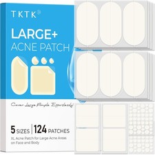 TKTK Large Pimple Patches for Face, 60 x 30 mm XL Acne 5 Sizes 124 Count