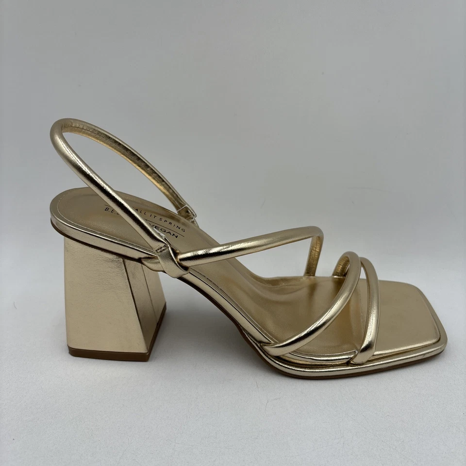 Call It Spring LUXE Gold Vegan Leather Square Toe Strappy Sandals, Size 9B - Image 2 of 4