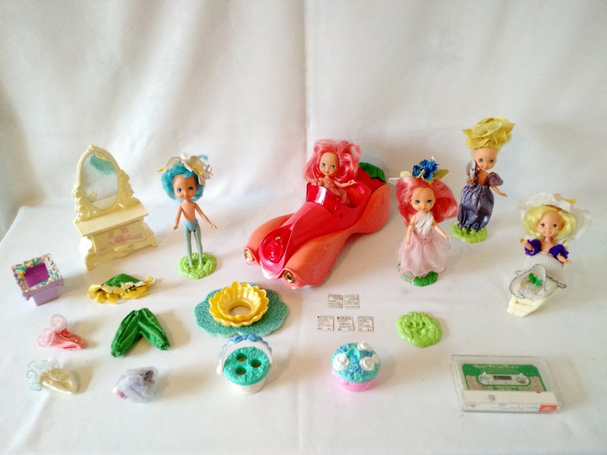 Rose Petal Place w Box, Car, 5 Dolls, extra clothing, more – Kenner – 1984 