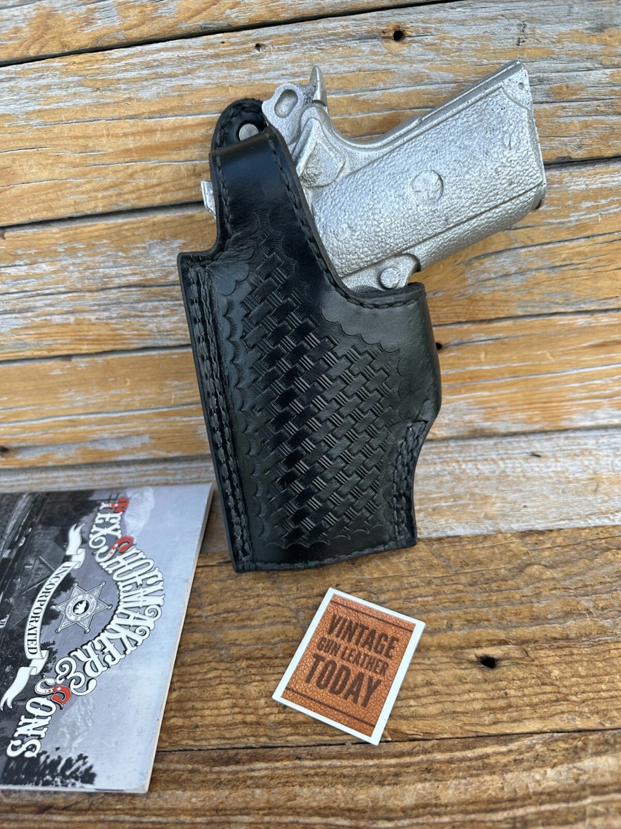 Tex Shoemaker Black Lined Basket Leather Officers Model Holster 45