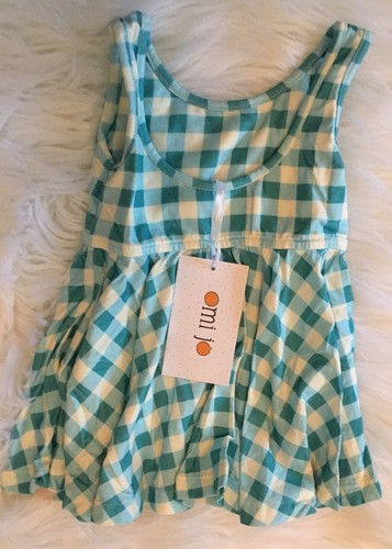 NEW Girls Omi Jo Well Dressed Wolf Aqua Gingham Empire dress Size 6 months NWT - Picture 6 of 7