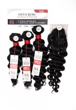 ONYX REMI 3 Deep Wave Bundles 9A And 4"x4" U-Shaped Lace Front Closure