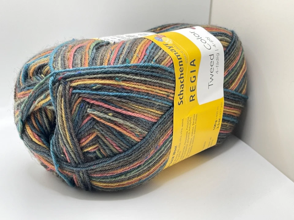 Regia 4-Ply Tweed Color Sock Yarn 07491 Brown Blue Black + Wool Nylon 100gr 437y - Image 4 of 4