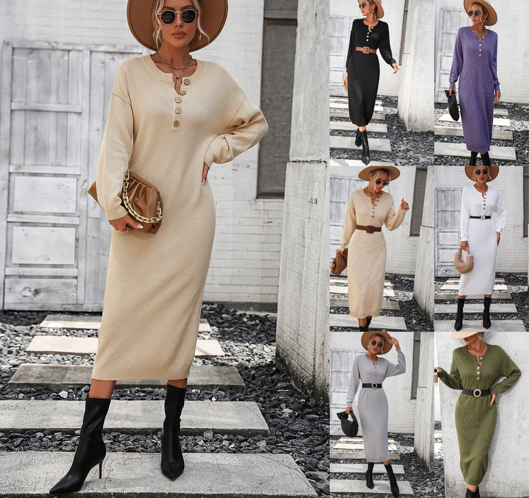 Long sleeve maxi sweater cheap dress