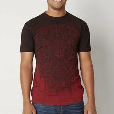 Affliction Buckle Mens Acid Two Tone Red Cross Live Fast T-Shirt Size 4X