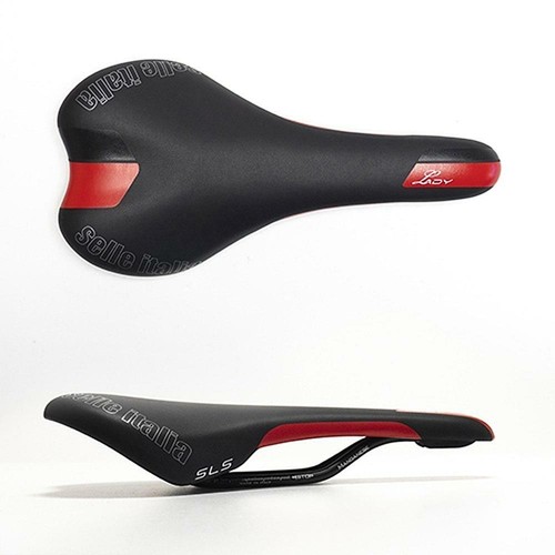 Selle Italia SLS Lady Saddle Road MTB Manganese Alloy Rails - Black/Red |  eBay