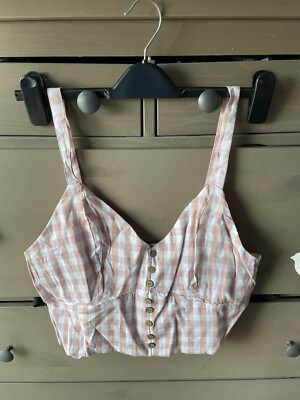 Primark gingham Checked Cupped Crop Top Uk 16 BNWT