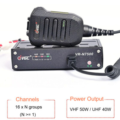 VR-N7500 UHF VHF Dual Band Mobile Radio 50W High Power Bluetooth Walkie Talkie