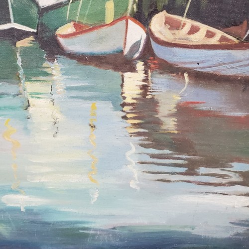 Vintage Boston Harbor Scene Oil on Canvas Board Framed at Hatfield's Color Shop - Picture 5 of 19