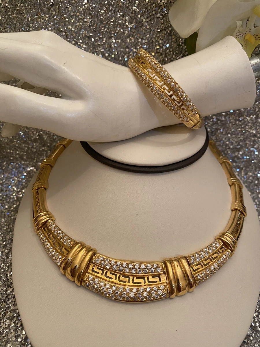 Versace Set 21k Solid Yellow Gold Necklace Bangle Bridal Wedding