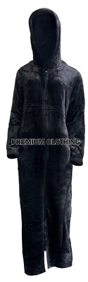 FULL ZIP UP FLAUSCHIGER Morgenmantel mit Kapuze Long Line Bademantel Decke Sherpa weich
