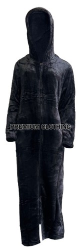 FULL ZIP UP FLUFFY Hooded Dressing Gown Long Line Bath robe Blanket Sherpa Soft - Picture 23 of 46