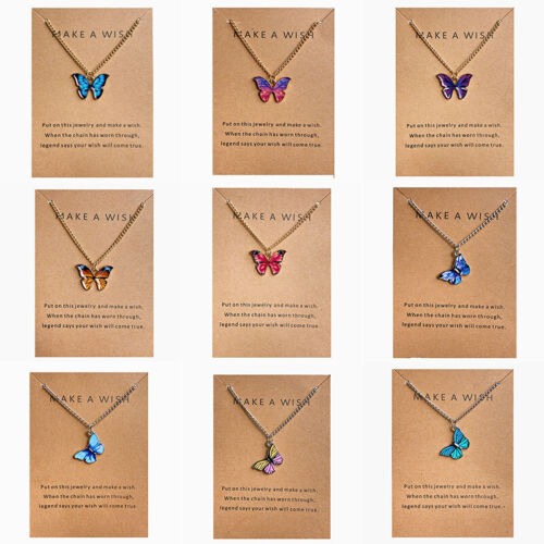 Korean Fashion Cute Butterfly Pendant Necklace for Women Neckchain Jewelry  YIUK - Picture 1 of 14