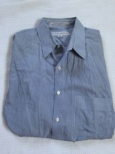 Perry Ellis Portfolio Shirt Men 16 1/2 34-35 Button Long Sleeve Blue Pinstriped